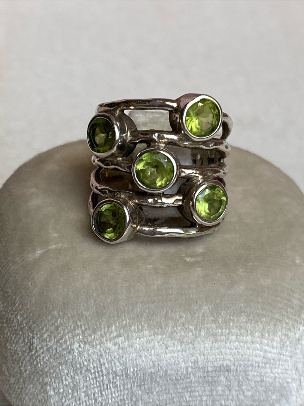 Sterling Silver Peridot Stack Ring - Green Gemstone Band